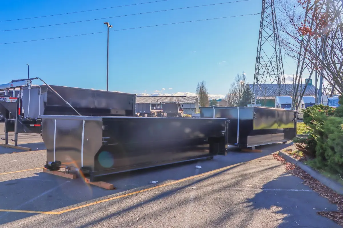 Roll-off dumpster ready for waste disposal at job site for Construction Dumpster Rental in Scottsbluff